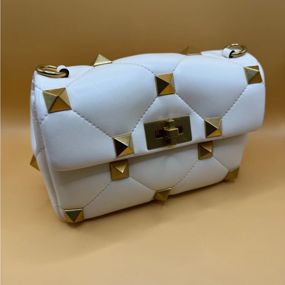 White and Gold Studded Women's Bag